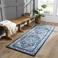 thumbnail image 1 of Hauteloom Monaco Collection Hallway, Kitchen Oriental Runner Rug - Traditional Look Carpet - Vintage Distressed - Blue, Navy, Gray, White - 2'7" x 7'3", 1 of 17