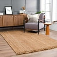 thumbnail image 1 of Hauteloom Moncton Handwoven Sea Grass Jute Rug - Natural Fiber Area Rug - Natural Fringe Tassel - Rattan Wicker Look Carpet - Brown - 7'6" x 10'6" (8x10), 1 of 17