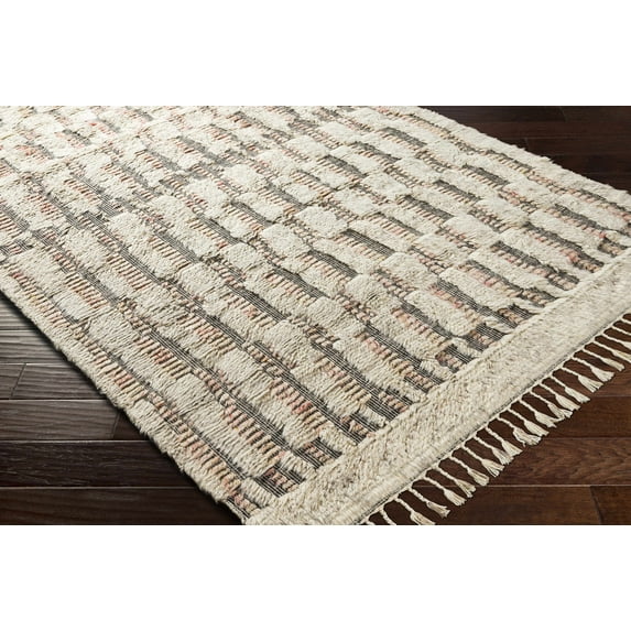 Hauteloom Monifieth Wool Living Room, Bedroom Area Rug - Bohemian, Transitional - High Pile - Dark Brown, Dusty Pink, Cream - 18" x 18" Sample