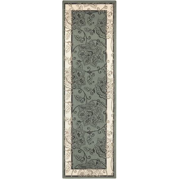 Hauteloom Montross Hallway, Kitchen Patio Outdoor Runner Rug - Indoor/Outdoor - Black, Green, Beige - 2'5" x 7'10"