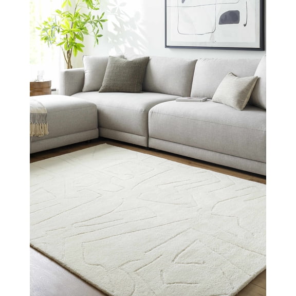 Hauteloom Mony Wool Living Room, Bedroom Area Rug - Contemporary - Light Silver - 2' x 3'