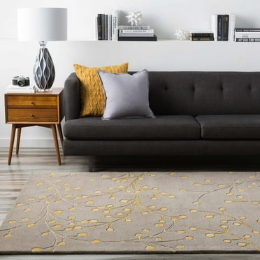 Hauteloom Moon Wool Living Room, Bedroom Area Rug - Traditional, Transitional - Charcoal, Taupe, Mustard - 18" Sample