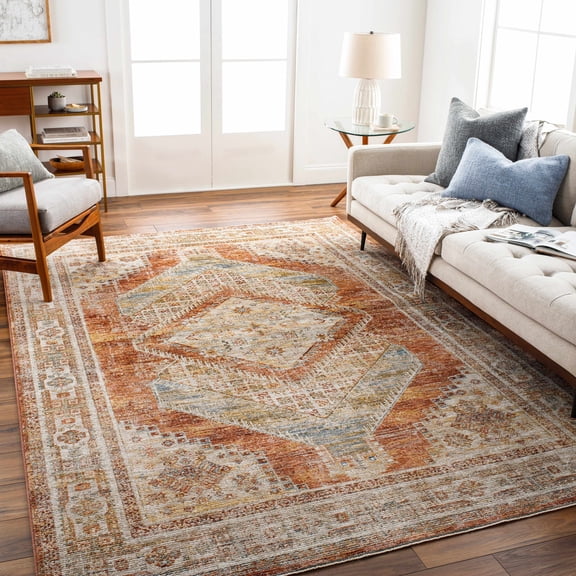 Hauteloom Moya Living Room, Bedroom Area Rug - Brown, Orange - 2' x 3'