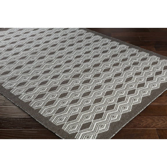 Hauteloom Mytholmroyd Wool Living Room, Bedroom Area Rug - Bohemian/Global - Charcoal, Cream - 5' x 7'6"