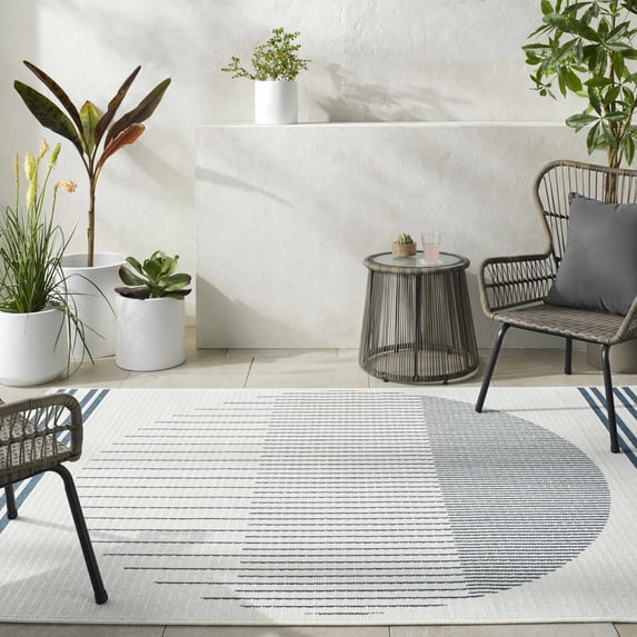 Hauteloom Nabil Living Room, Bedroom Patio Outdoor Area Rug - Farmhouse - 7'3" Square