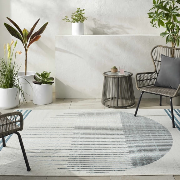 Hauteloom Nabil Living Room, Bedroom Patio Outdoor Area Rug - Farmhouse - 7'3" Square