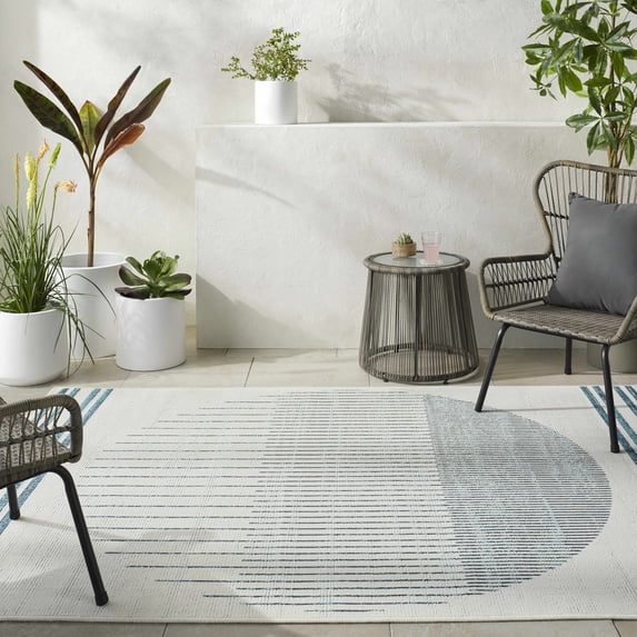 Hauteloom Nabil Living Room, Bedroom Patio Outdoor Area Rug - Farmhouse - 8'10" Round
