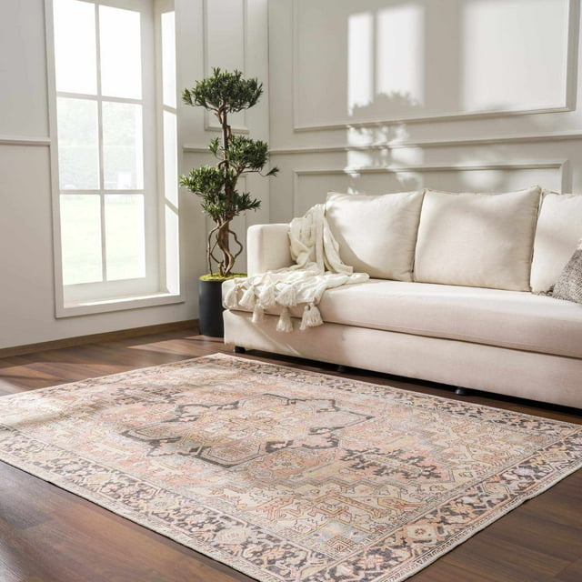 Hauteloom Nadia Hallway, Kitchen Runner Rug - Farmhouse - Natural Gray - 2'7" x 7'10"