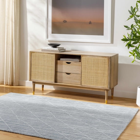 Hauteloom Nari Recycled Material Living Room, Bedroom Area Rug - Blue, Gray - 9' x 12'