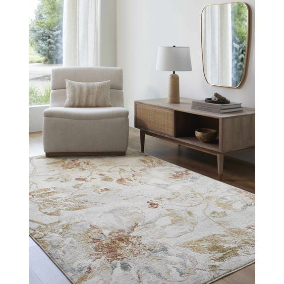 Hauteloom Nasia Hallway, Kitchen Runner Rug - Traditional, Transitional - Light Gray, Medium Gray, Mustard - 2'7" x 10'
