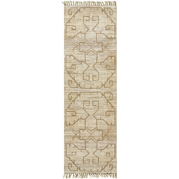 Hauteloom Ndoki Jute Hallway, Kitchen Runner Rug - Traditional, Transitional - Beige, Sandstone, Taupe - 2'6" x 8'