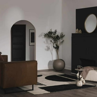 Hauteloom Negley Wool Living Room, Bedroom Area Rug - Modern Geometric - Black, Beige - 2' x 3'