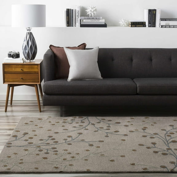 Hauteloom Neshannock Hand Tufted Wool Living Room, Bedroom Boho Area Rug - Transitional Farmhouse Dot Pattern - Gray, Brown, Olive - 9' x 12'