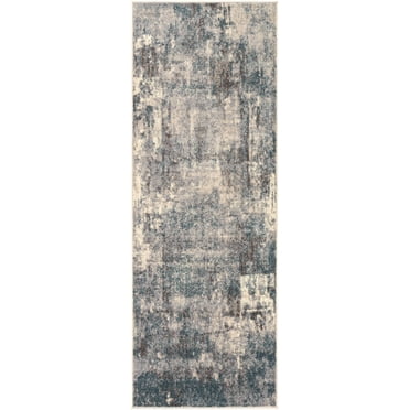 Hauteloom Netherfield Hallway, Kitchen Runner Rug - Modern - Beige, Gray, Blue - 2'7" x 7'3"