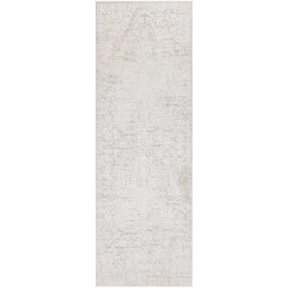 Hauteloom Neutral Collection Bolsover Hallway Entryway Runner Rug - Bohemian Traditional Medallion Long Carpet - Cream, Beige, Off White - 2'7" x 7'7"