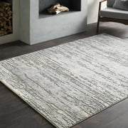 Hauteloom Neutral Collection Nesmith Living Room, Bedroom Area Rug - Modern Abstract Bohemian Boho Carpet - Gray - 6'7" x 9'6"