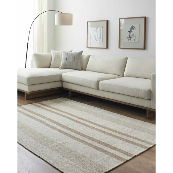 Hauteloom Nibaw Wool Living Room, Bedroom Area Rug - Traditional, Transitional - Light Silver, Ash, Tan - 18" Sample