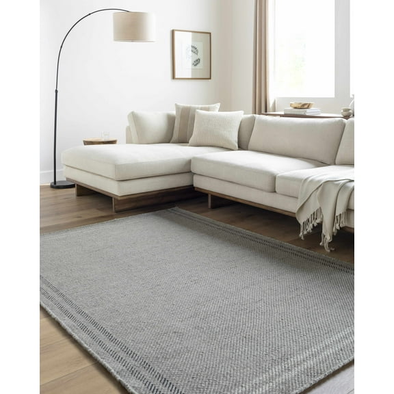 Hauteloom Nimue Wool Living Room, Bedroom Area Rug - Traditional, Transitional - Gray, Ivory, Black - 5' x 7'6"