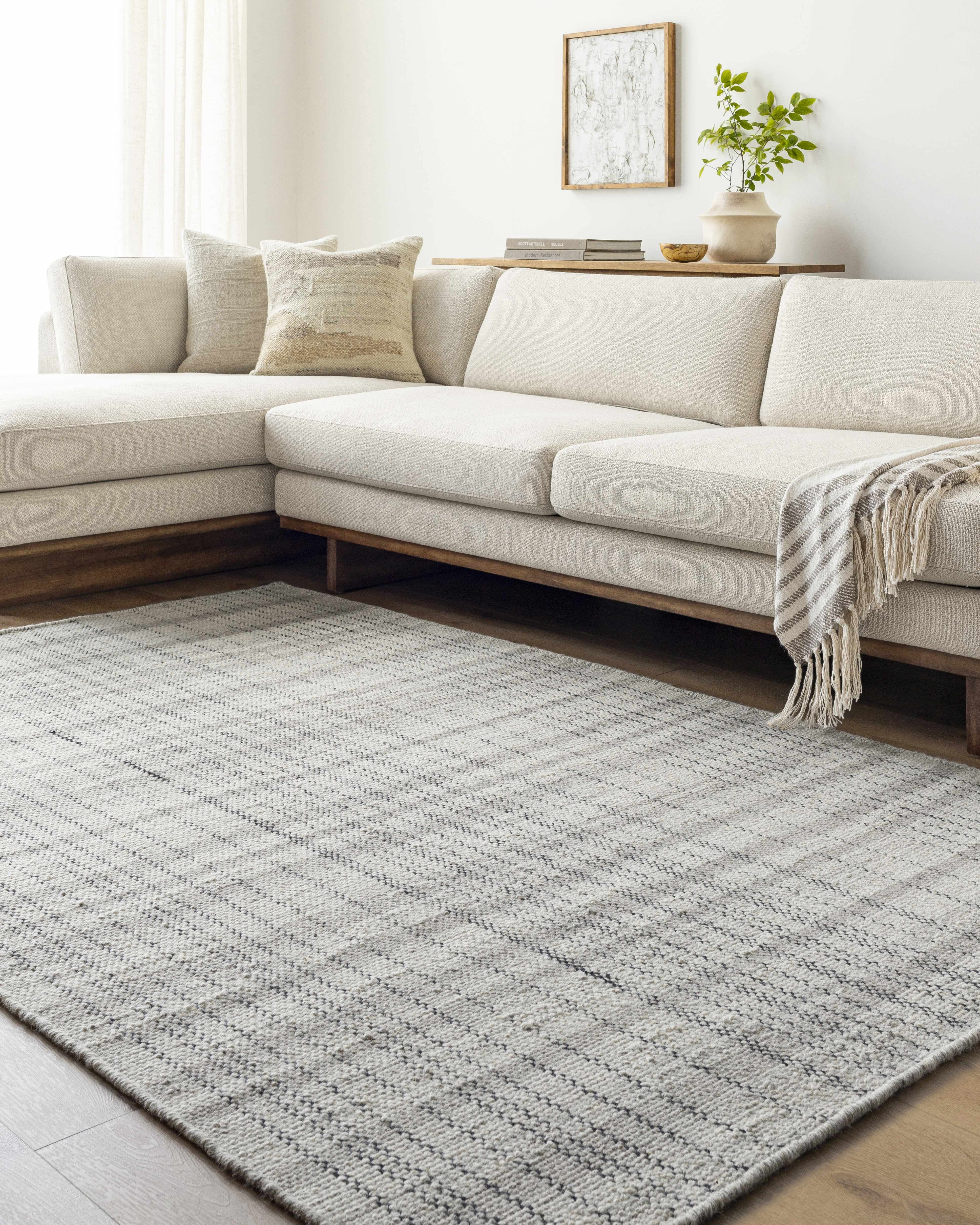 Hauteloom Nissa Wool Living Room, Bedroom Area Rug - Traditional, Transitional - Light Silver, Slate Blue, Sterling Gray - 3'6" x 5'6"