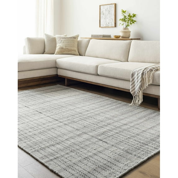 Hauteloom Nissa Wool Living Room, Bedroom Area Rug - Traditional, Transitional - Light Silver, Slate Blue, Sterling Gray - 6' x 9'