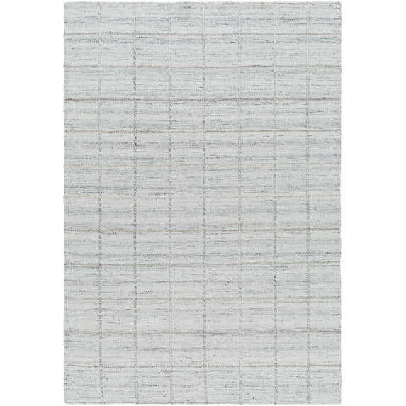 Hauteloom Nissa Wool Living Room, Bedroom Area Rug - Traditional, Transitional - Slate Blue, Light Silver, Metallic Silver - 2' x 3'