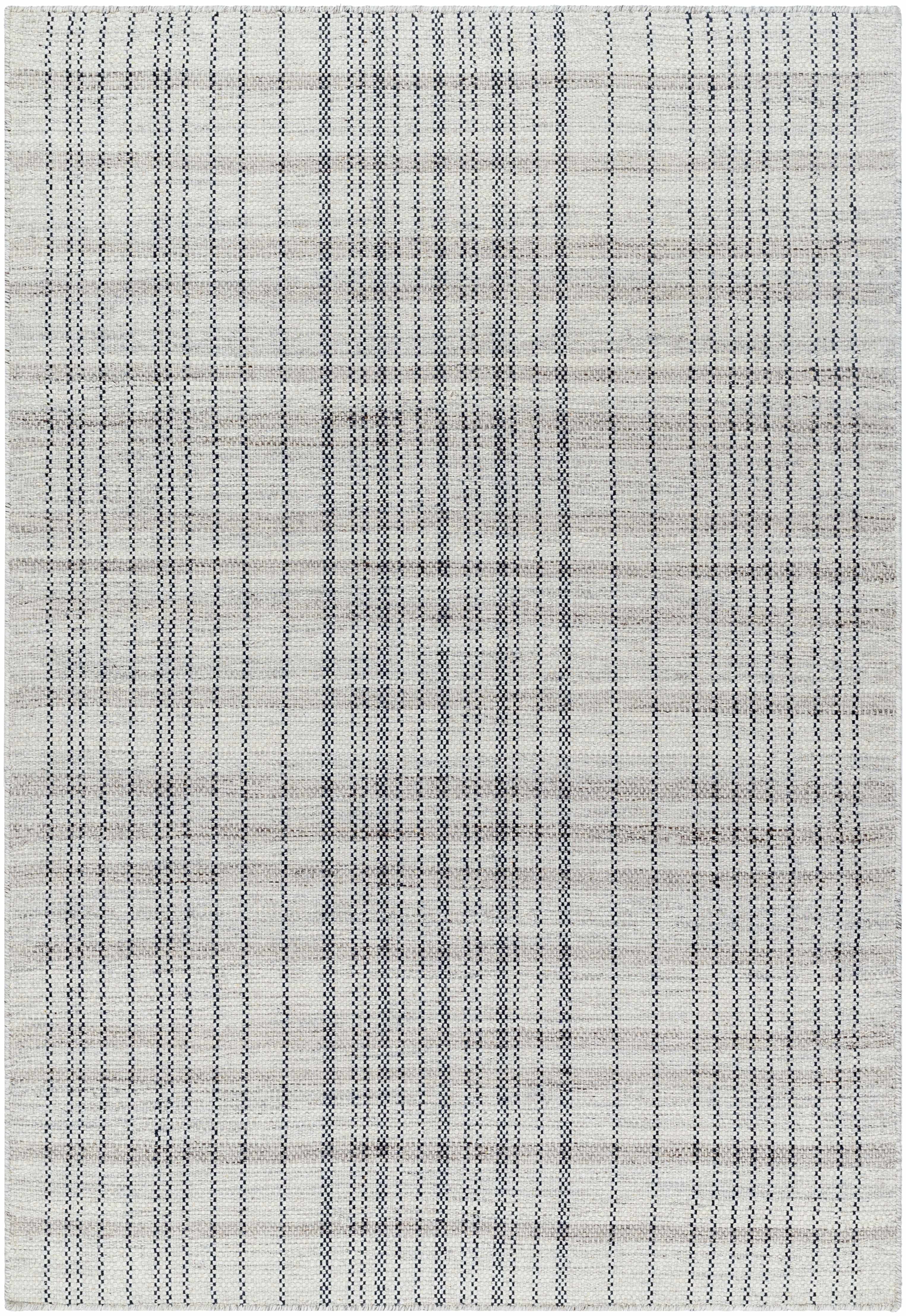 Hauteloom Nissa Wool Living Room, Bedroom Area Rug - Traditional, Transitional - Ivory, Charcoal, Slate Gray - 2' x 3'