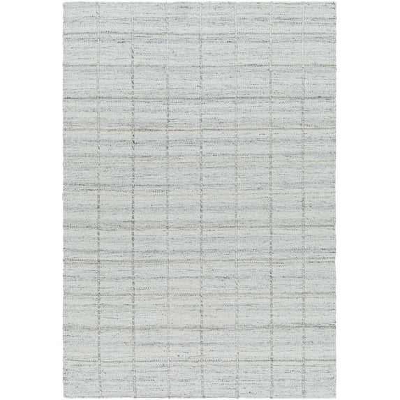 Hauteloom Nissa Wool Living Room, Bedroom Area Rug - Traditional, Transitional - Slate Blue, Light Silver, Metallic Silver - 3'6" x 5'6"