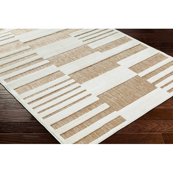 Hauteloom Nita Living Room, Bedroom Patio Outdoor Area Rug - Ivory, Beige, Brown - 5'3" x 7'
