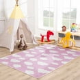 thumbnail image 1 of Hauteloom Nizar Girls Room, Nursery Machine Washable Area Rug - Clouds - Pink, Cream - 7'10" x 10'2", 1 of 8