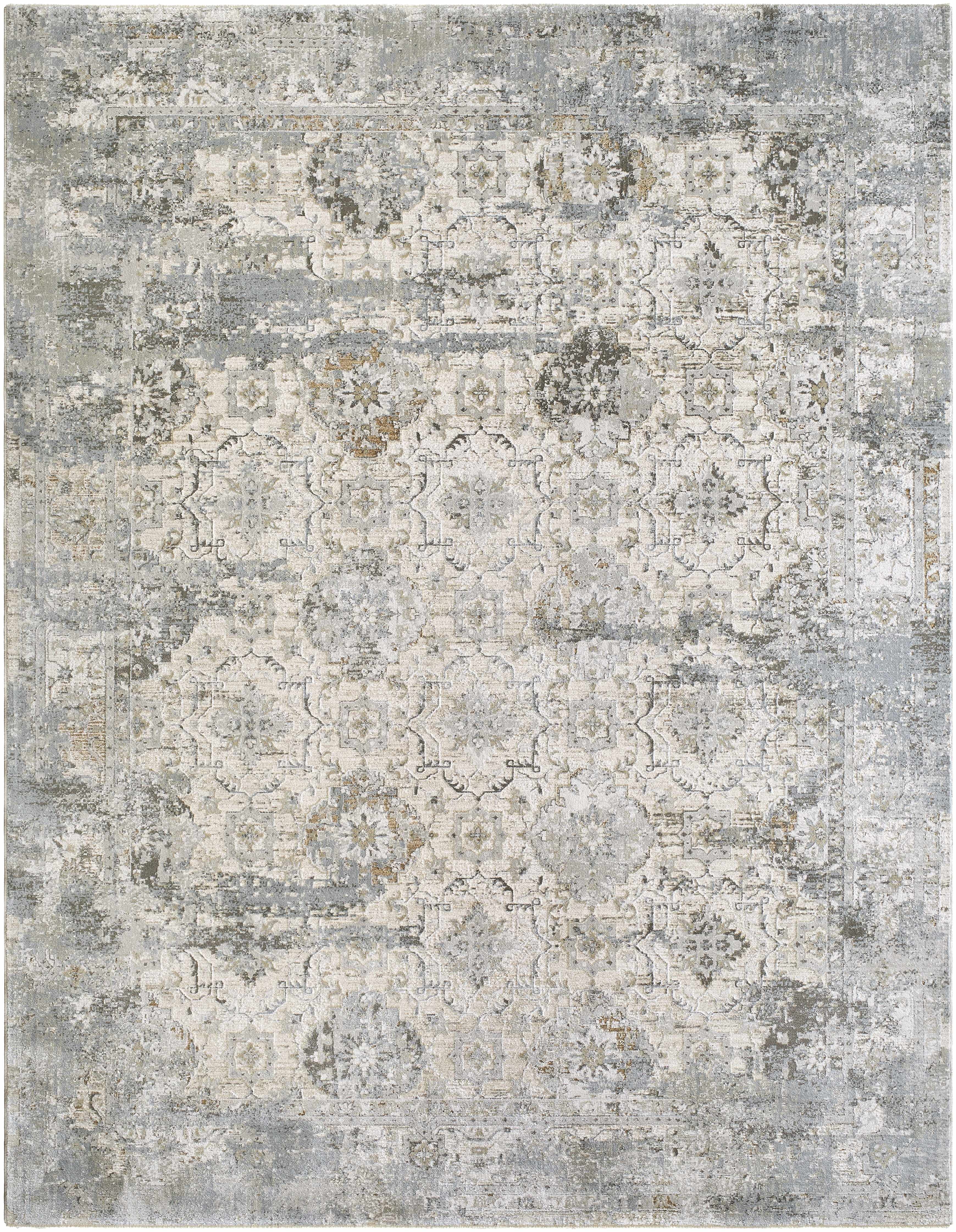 Hauteloom Njema Living Room, Bedroom Area Rug - Traditional - LightGray, Charcoal, Cream - 7'10" x 10'2"