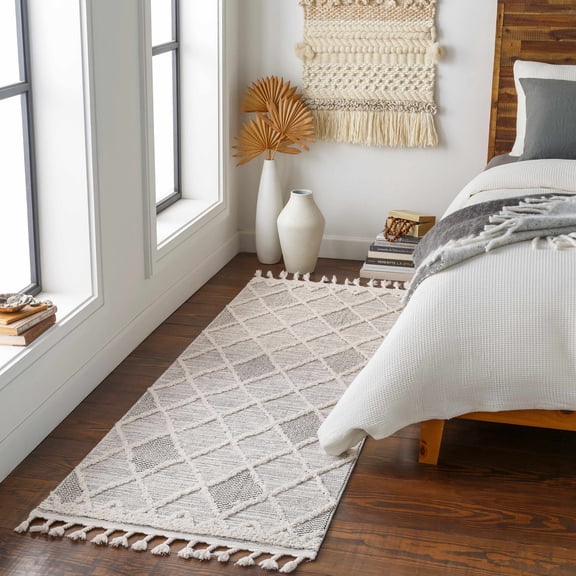 Hauteloom Norvelt Hallway, Kitchen Runner Rug - Bohemian/Global - High Pile - Black, Ivory, Gray - 2'7" x 7'6"