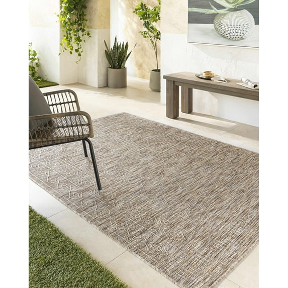 Hauteloom Nuela Living Room, Bedroom Patio Outdoor Area Rug - Bohemian, Transitional - Yellow, Mustard, Cream - 18" Sample