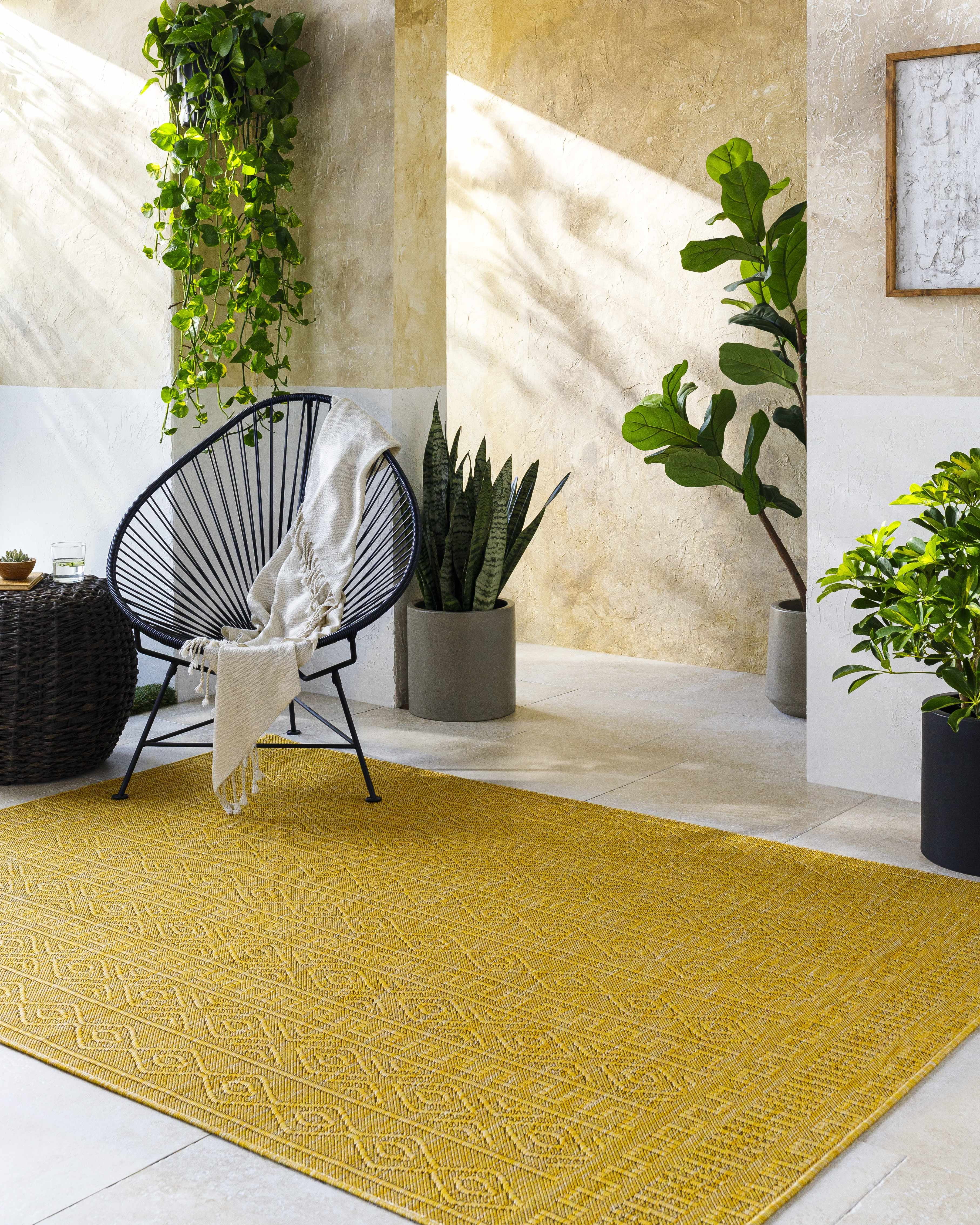 Hauteloom Nuela Living Room, Bedroom Patio Outdoor Area Rug - Farmhouse - 9'2" x 12'