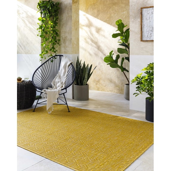 Hauteloom Nuela Living Room, Bedroom Patio Outdoor Area Rug - Farmhouse - 9'2" x 12'