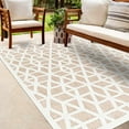 thumbnail image 1 of Hauteloom Nuri Outdoor Area Rug - Outside Porch Patio Rug Carpet - Waterproof Rug - Moroccan Farmhouse High Low - Brown, Cream, Beige - 5'3" x 7', 1 of 8