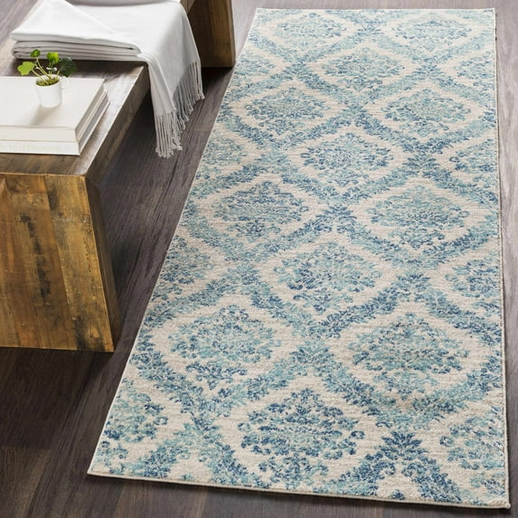 Hauteloom Oaklyn Hallway, Kitchen Runner Rug - Traditional, Transitional - Navy, Ivory, Medium Gray - 2'7" x 7'3"