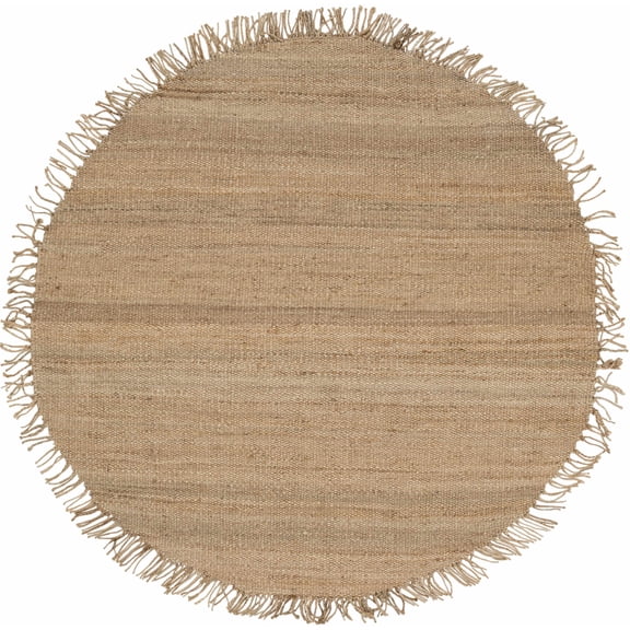 Hauteloom Oaks Jute Living Room, Bedroom Area Rug - Plain Solid - Traditional Transitional Farmhouse Boho Rustic - Beige, Tan, Brown, Neutral - 10' Round
