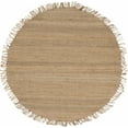 thumbnail image 1 of Hauteloom Oaks Solid Handwoven Sea Grass Jute Rug - Natural Fiber Area Rug - Natural Fringe Tassel - Rattan Wicker Look Carpet - Brown - 8' Round Rug, 1 of 13