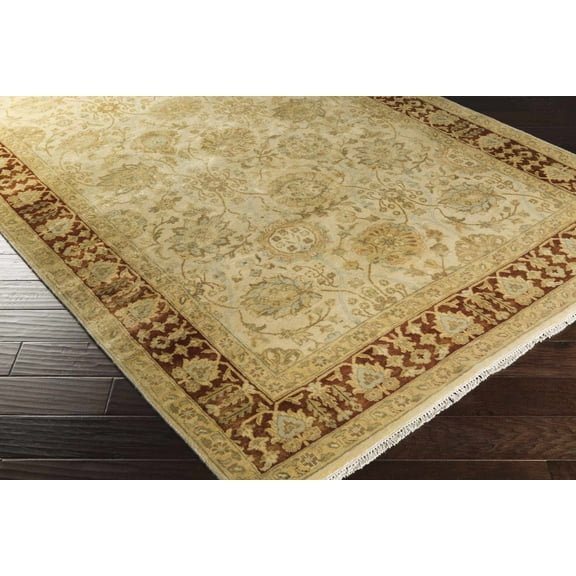 Hauteloom Oakvale Wool Living Room, Bedroom Area Rug - Traditional - Beige, Brick Red, Medium Gray - 2' x 3'