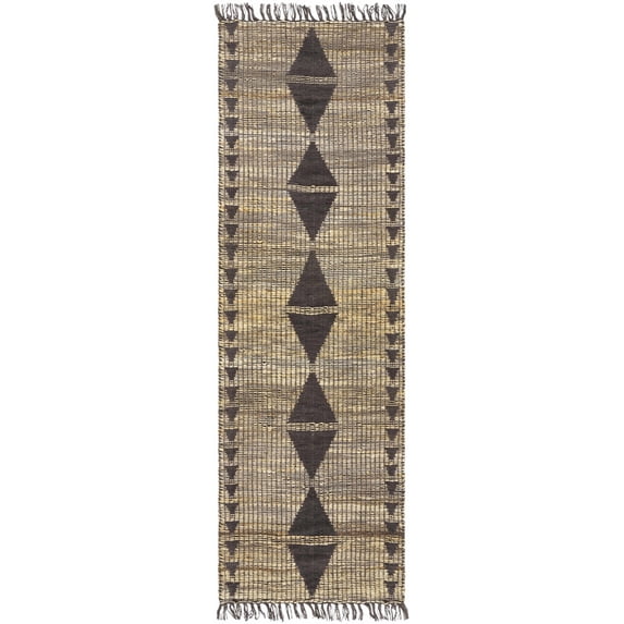 Hauteloom Ochoa Jute Hallway, Kitchen Runner Rug - Traditional, Transitional - Charcoal, Mustard, Taupe - 2'6" x 8'