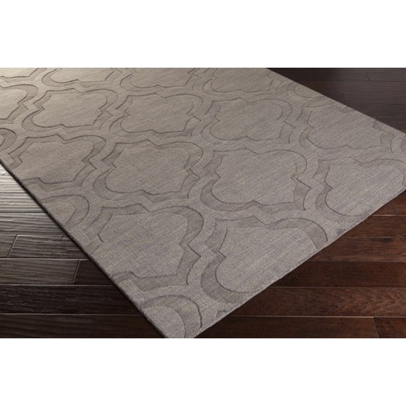 Hauteloom Oley Wool Living Room, Bedroom Area Rug - Solid & Striped - Charcoal, Taupe - 9' x 12'