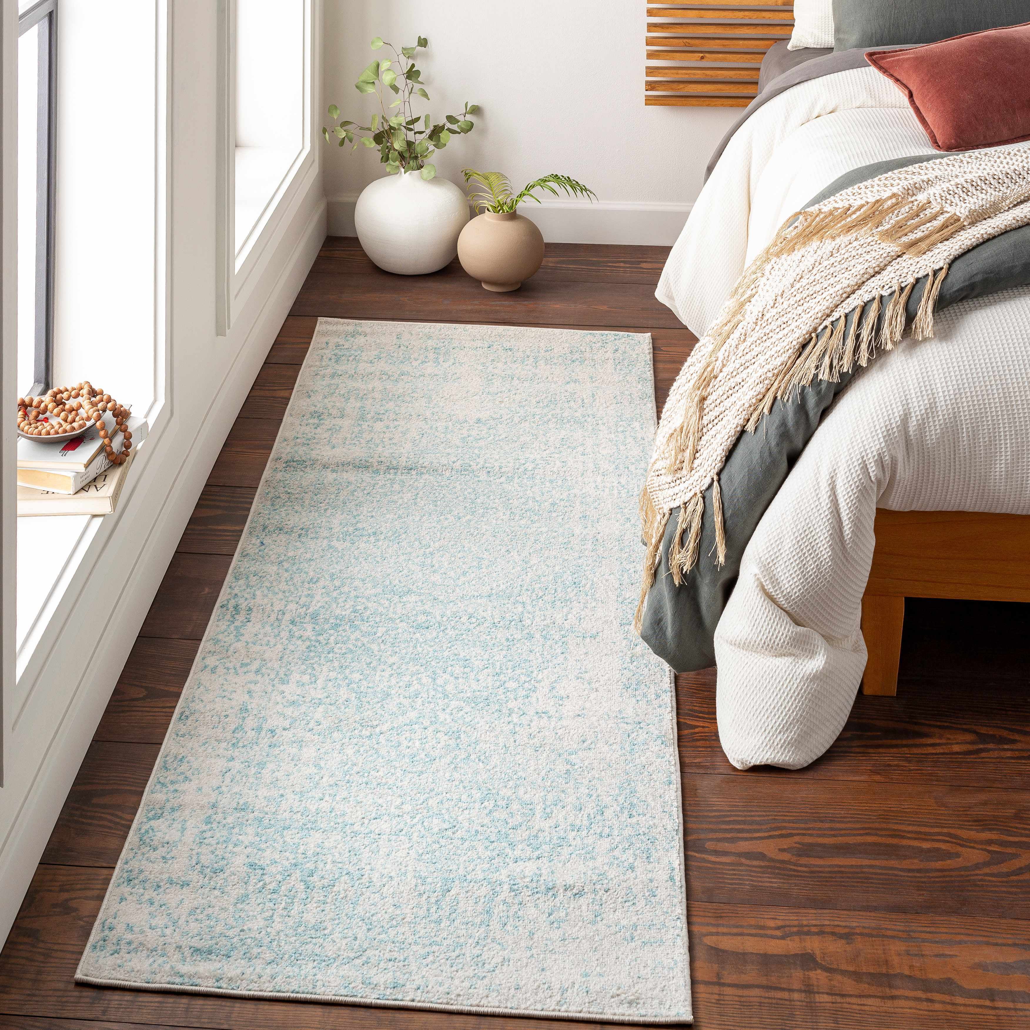 Hauteloom Omega Hallway, Kitchen Runner Rug - Traditional - Teal ...