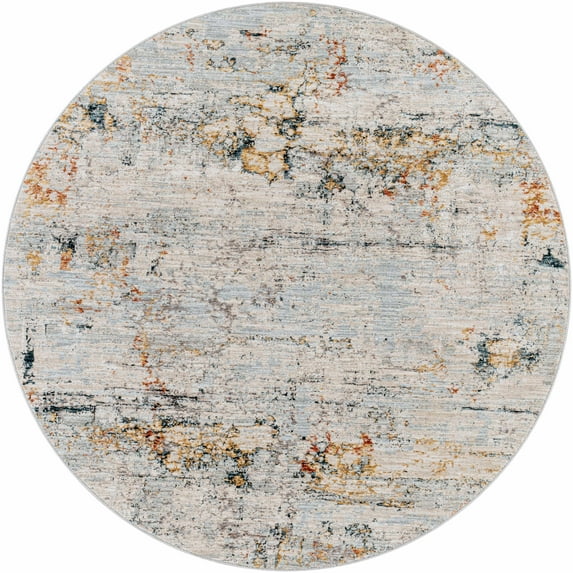 Hauteloom Ottawa Living Room, Bedroom Area Rug - Modern - Beige, Blue, Red - 5'3"-Round