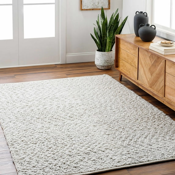 Hauteloom Oved Recycled Material Living Room, Bedroom Area Rug - Contemporary - Light Gray, Nutmeg, Cloud Gray - 5' x 7'6"