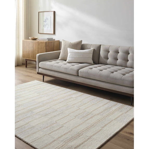 Hauteloom Paiva Wool Living Room, Bedroom Area Rug - Bohemian, Transitional - Cream, Tan, Taupe - 8' x 10'
