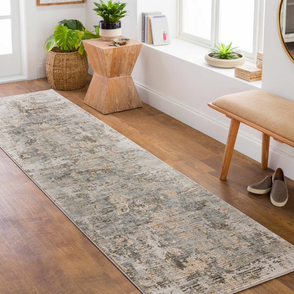 Hauteloom Palanit Hallway, Kitchen Runner Rug - Gray, Green - 2'7" x 10'