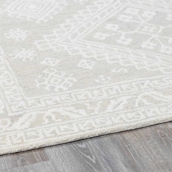 Hauteloom Paloma Wool Living Room, Bedroom Area Rug - Traditional - Beige, Gray - 8' x 10'
