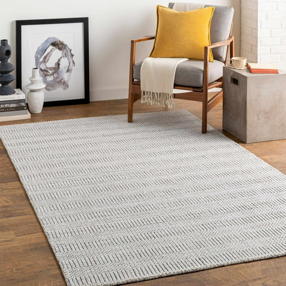 Hauteloom Panayacan Recycled Material Living Room, Bedroom Area Rug - Contemporary - Beige, Gray, Charcoal - 2' x 3'