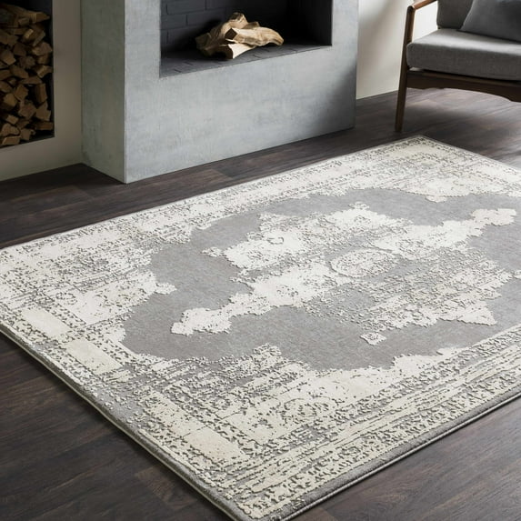 Hauteloom Paola Living Room, Bedroom Area Rug - Updated Traditional - Gray, Beige - 2' x 2'11"