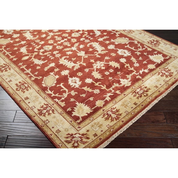 Hauteloom Parkhill Wool Living Room, Bedroom Area Rug - Traditional - Brick Red, Peach, Mustard - 8' Round